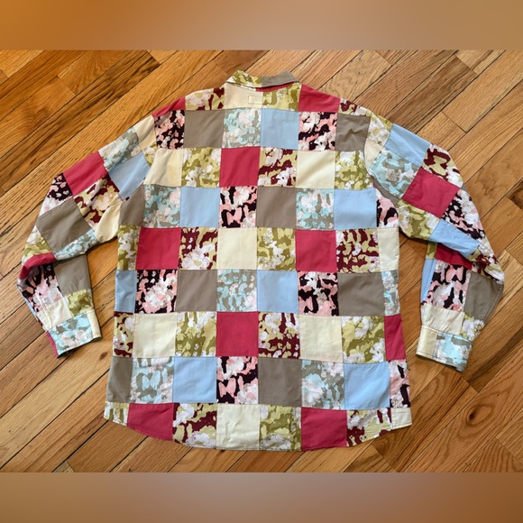 J. Crew Allover Patchwork Button Down Casual Preppy Colorful Men’s Shirt Size XL - Picture 6 of 12